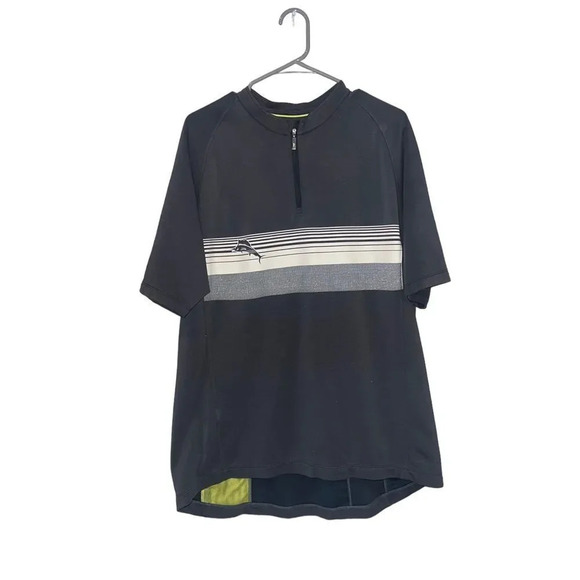 Tommy Bahama‎ 1/4 Zip Shirt Men's XL Island Modern Fit Short Sleeve Gray Fish - Picture 1 of 4
